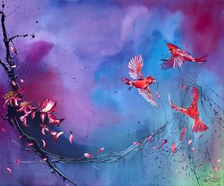 Cardinal Rush by Kay Davenport - Original Painting on Stretched Canvas sized 48x40 inches. Available from Whitewall Galleries